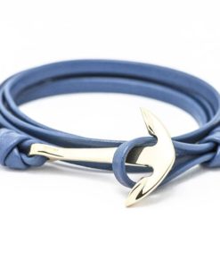 Bracelet ancre or bleu