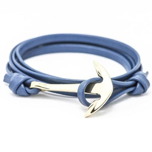 Bracelet ancre or bleu