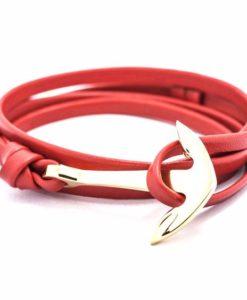 Bracelet ancre or rouge