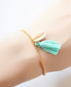 Bracelet pompon turquoise