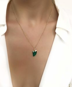Collier tendance- pierre jade vert