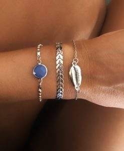 Lot de 3 bracelets argent pierre bleue