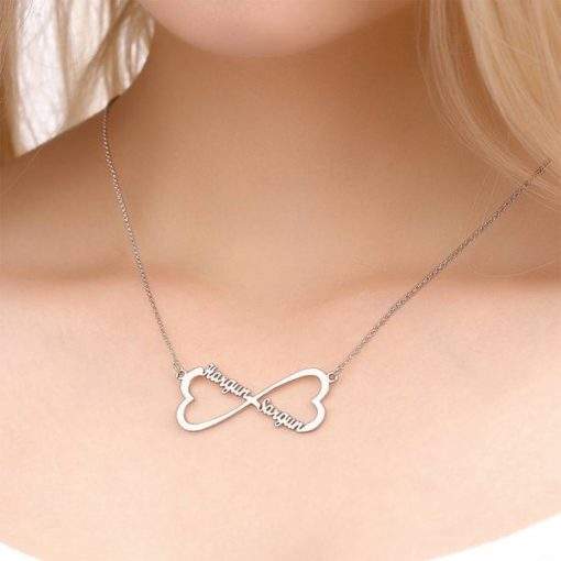 Collier Prenom Infini en Coeur plaque or rose