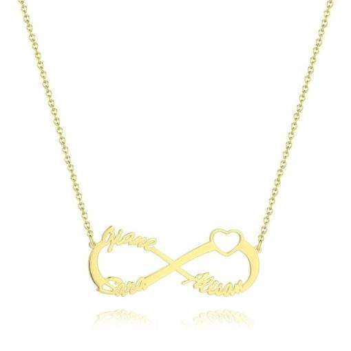 Collier infini avec 3 prenoms or