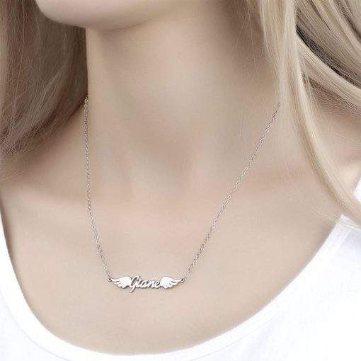 Collier prenom Ailes d Ange argent