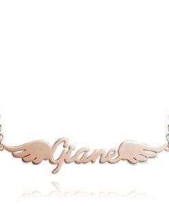Collier prenom Ailes d ange or rose