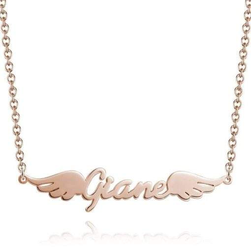 Collier prenom Ailes d ange or rose
