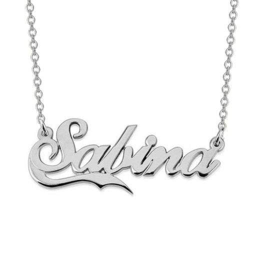 Collier prenom ecriture en plaque argent
