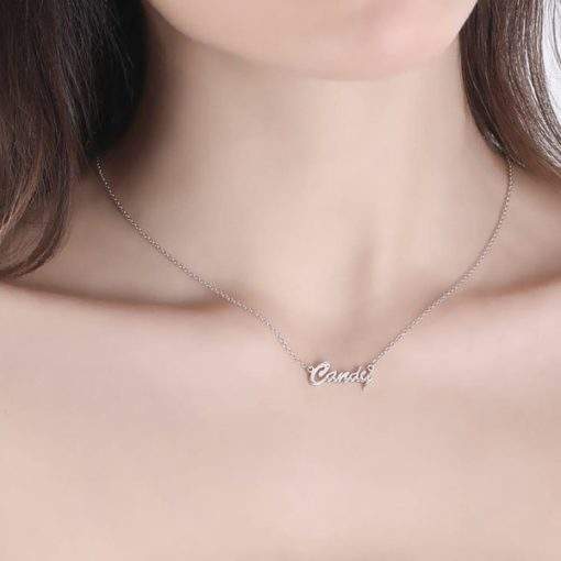 Collier prenom en argent avec oxyde de zirconium
