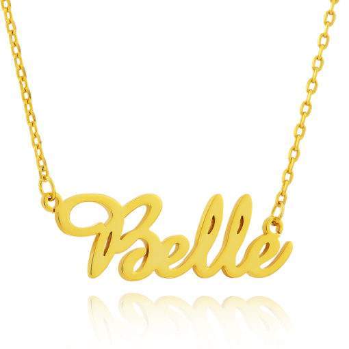 collier prenom fille plaque or