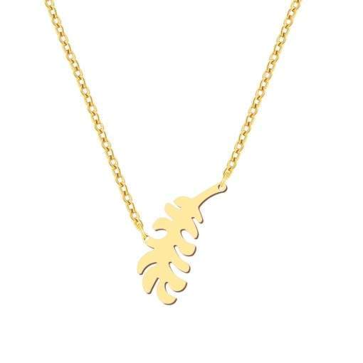 Collier acier feuille de laurier