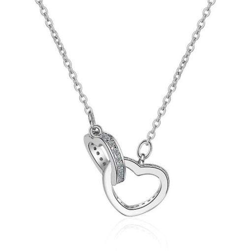 Collier argent femme- pendentif coeur strass