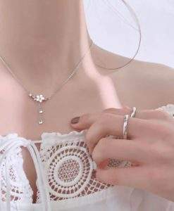 Collier argent femme- pendentif fleur