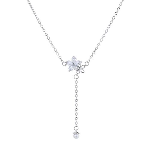 Collier argent fleur