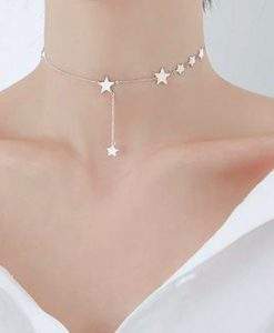 Collier court argent femme