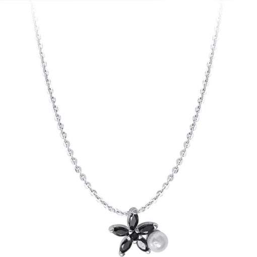 Collier fleur et perle argent