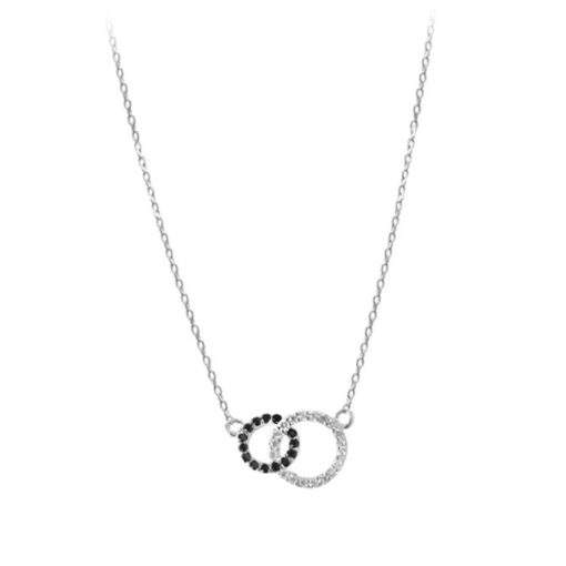 Collier karma strass noir en argent