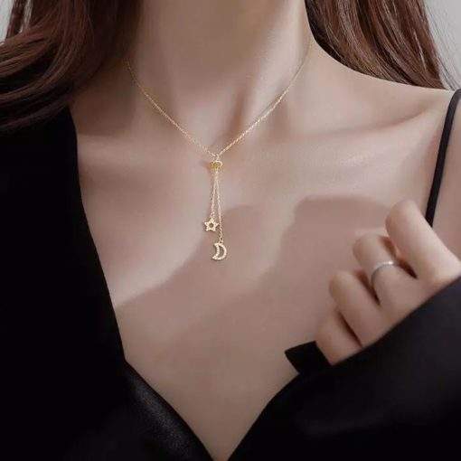 Collier minimaliste lune et etoile