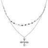 Collier multirang argent pendentif croix