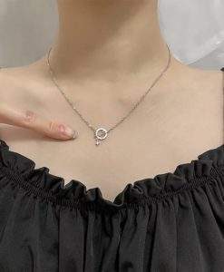 Collier ras du cou strass argent femme