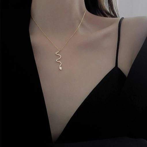 Collier serpent en argent plaque or femme