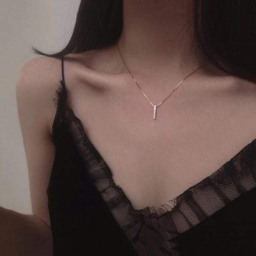 collier barre en argent plaque or