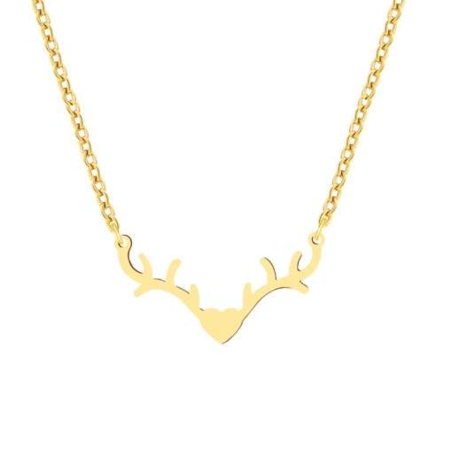 collier cerf acier dore