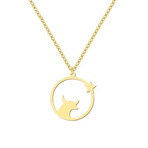 collier chat en acier dore