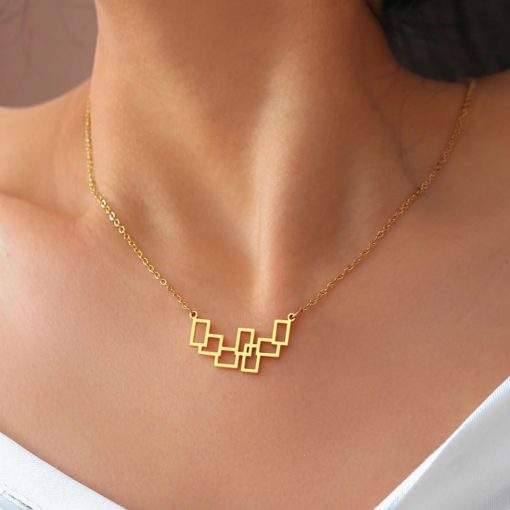 collier geometrique acier femme