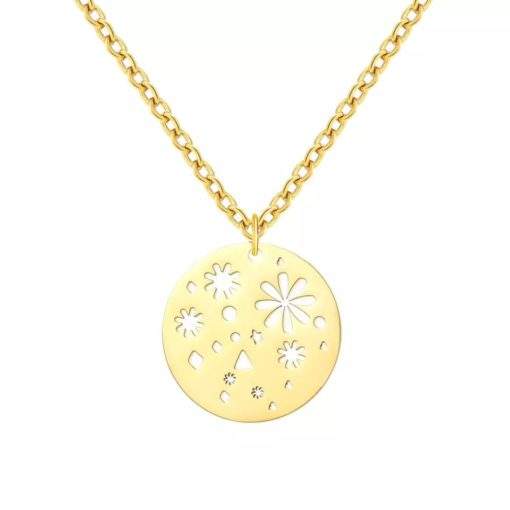 collier medaille fleur