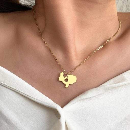 collier pendentif lapin coeur